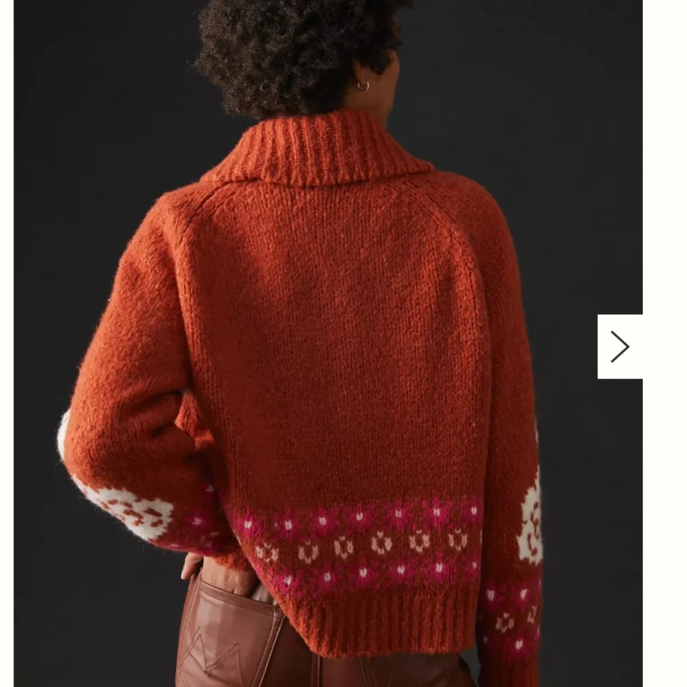 Anthropologie Rust and White Swan Cardigan - Picture 6 of 8